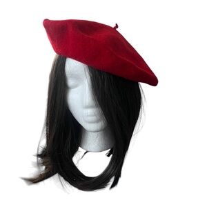 Vintage Woolmark 100% wool Red Beret